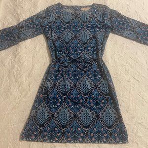 XXSP LOFT Blue Design Long Sleeve Shift Dress